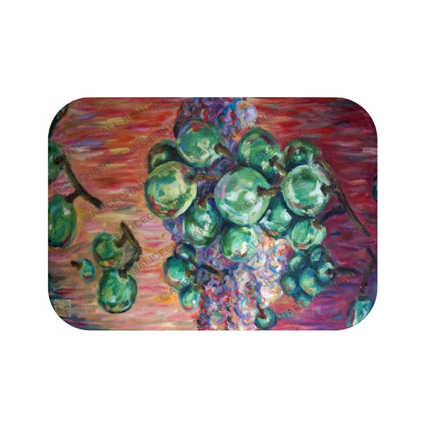 Falling Green Grapes Fruit Art Microfiber Anti-Slip Bath Mat- Printed in USA - alicechanart