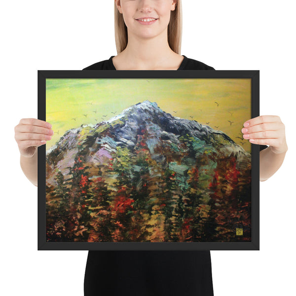 Mount Rainier Framed Art Poster Print, Hiking Travel Washington Art, Made in USA - alicechanart