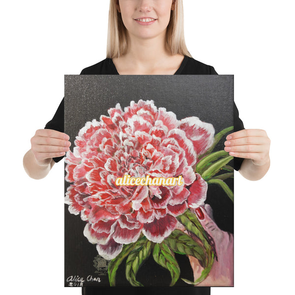 Red Chinese Peony, 2018, Canvas Art Print, Made in USA - alicechanart