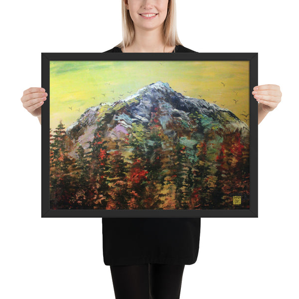 Mount Rainier Framed Art Poster Print, Hiking Travel Washington Art, Made in USA - alicechanart