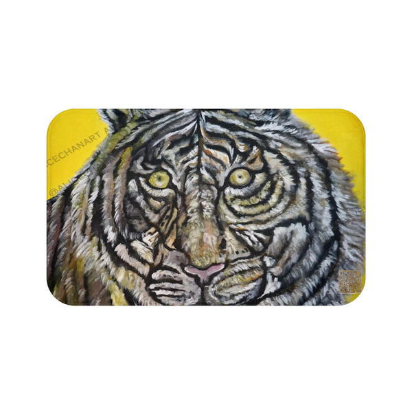 White Tiger Animal Print Art Microfiber Anti-Slip Bath Mat- Printed in USA - alicechanart