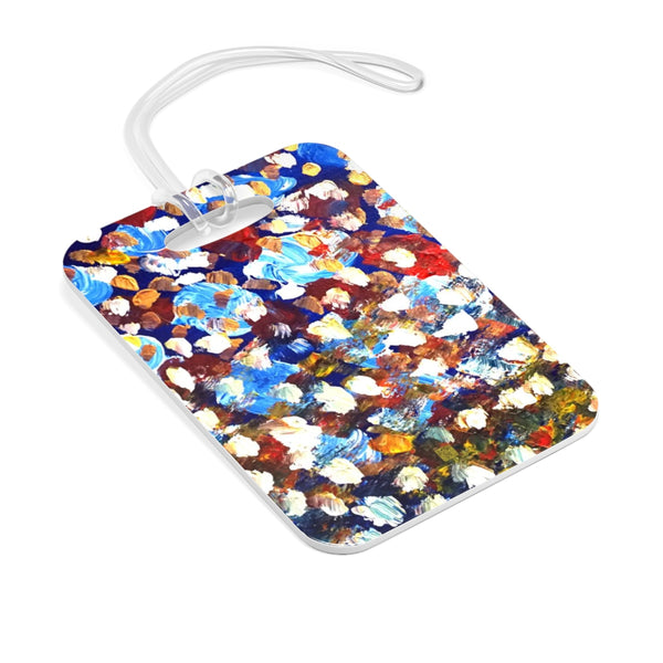 "Raindrops 1/3", Abstract Art, Glossy Lightweight Plastic Bag Tag, Made in USA - alicechanart