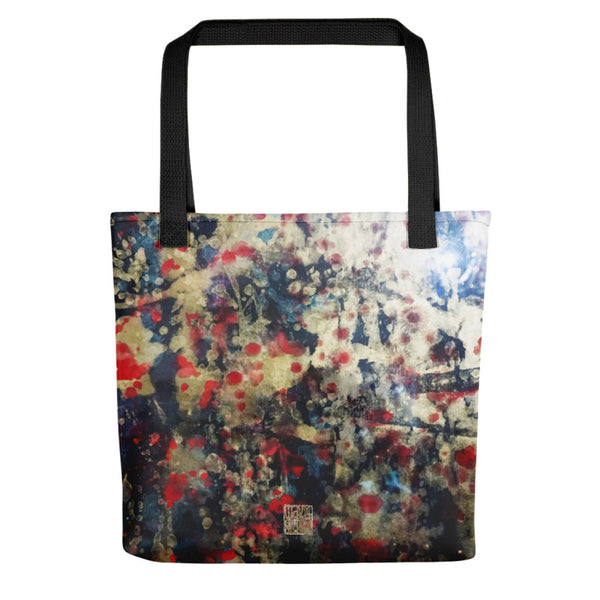 Orchestra of Life 2 of 3, Chinese Ink Abstract Print 15"x15" Square Art Tote Bag, Made in USA - alicechanart