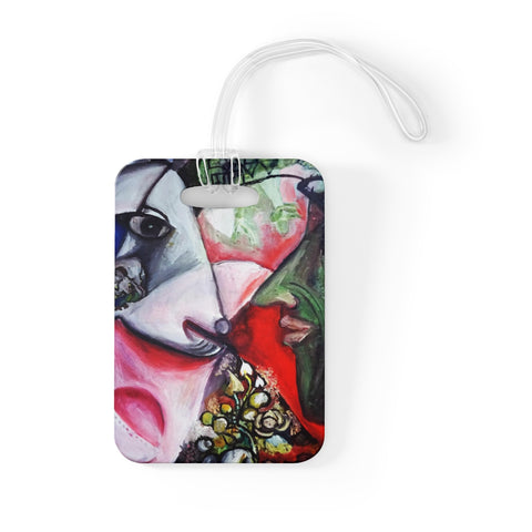 "White Horse With Green Face Man", Glossy Lightweight Plastic Bag Tag, Made in USA - alicechanart