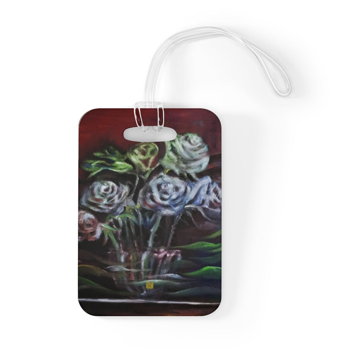 "Ghost Roses", Floral Rose Flower, Glossy Lightweight Plastic Bag Tag, Made in USA - alicechanart