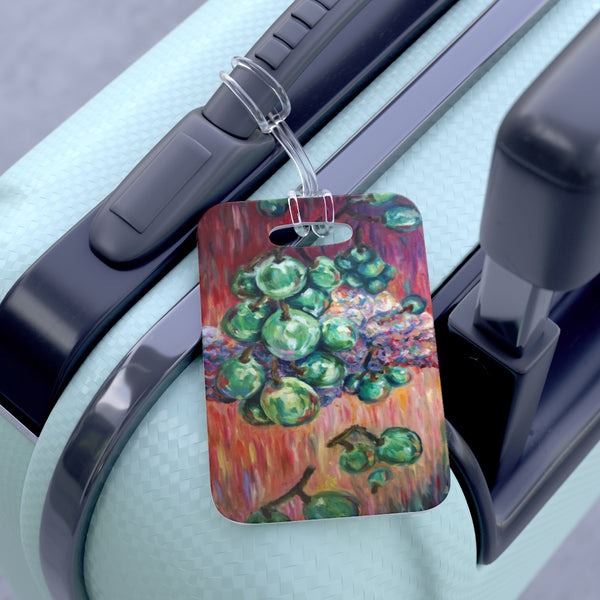 "Falling Green Grapes From The Red Hot Sky", Glossy Lightweight Plastic Bag Tag, Made in USA - alicechanart