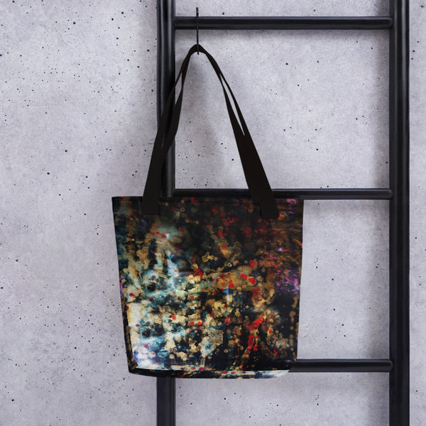 Orchestra of Life 1 of 3 , Abstract Contemporary Chinese Ink Art, 15"x15" Tote Bag, Made in USA - alicechanart