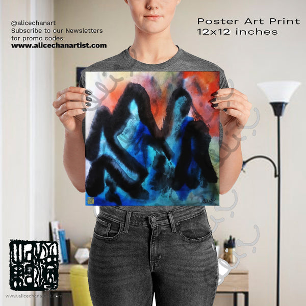 Blue Mountain Asian Contemporary Art Premium Matte Poster Art Print - Made in USA - alicechanart