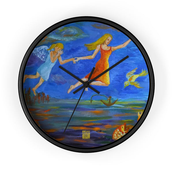 Angels From Heaven, Designer 10 inch Designer Modern Wall Clock, Made in USA - alicechanart