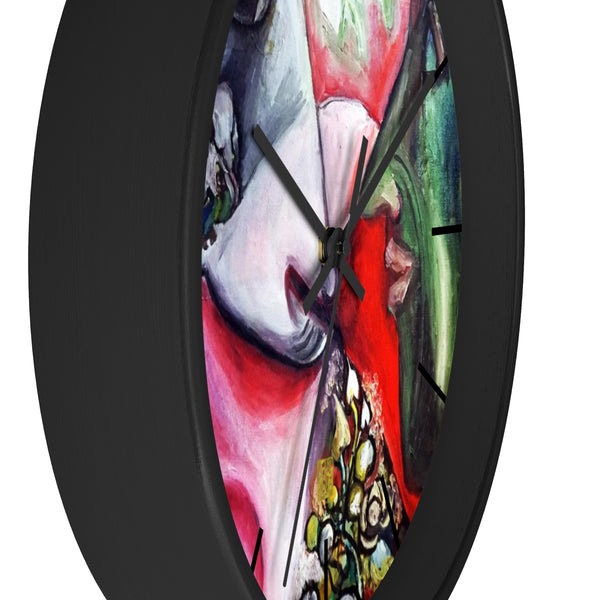 "White Horse With Green Face Man", Abstract Colorful 10 inch Diameter Large Wall Clock , Made in USA - alicechanart