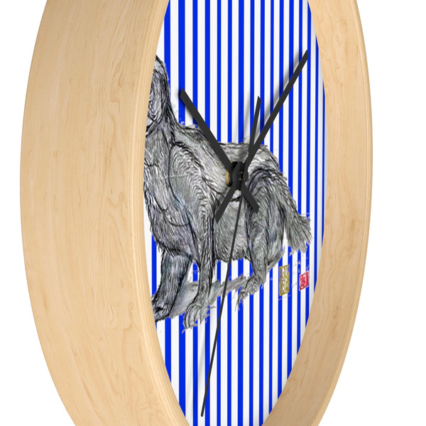 Blue Vertical Striped Honey Badger Animal Art Modern Unique Wall Clock- Made in USA - alicechanart