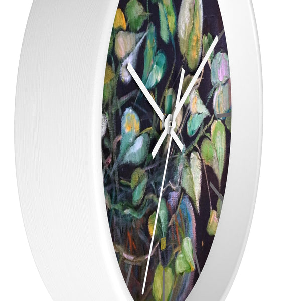 "Golden Pothos Plant", 10 inch diameter Designer Wall Clock- Made in USA - alicechanart