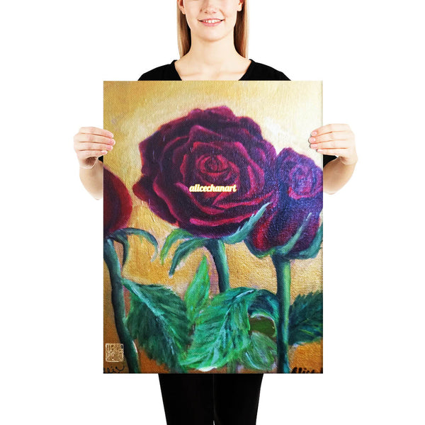 Red Roses in Gold Accent, 2015, Canvas Art Print, Made in USA - alicechanart