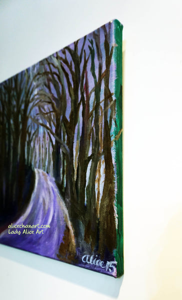 "Purple Hiking Trail", 12"x12", 2015, acrylic on canvas, original art - alicechanart