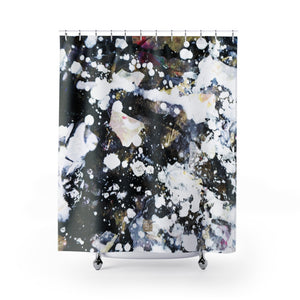 Silver Galaxy Shower Curtains, Abstract Chinese Art Shower Curtains, Galaxy Art Shower Curtains, Galaxy Chinese Art Shower Curtains, Contemporary Art Shower Curtains, Abstract Art Shower Curtains, Modern Chinese Polyester 71" x 74" Bathroom Curtains-Printed in USA, Long Hookless Shower Curtains, Abstract Shower Curtains For Almost Any Popular Bathroom Decor, Modern Shower Curtains, Watercolor Shower Curtains