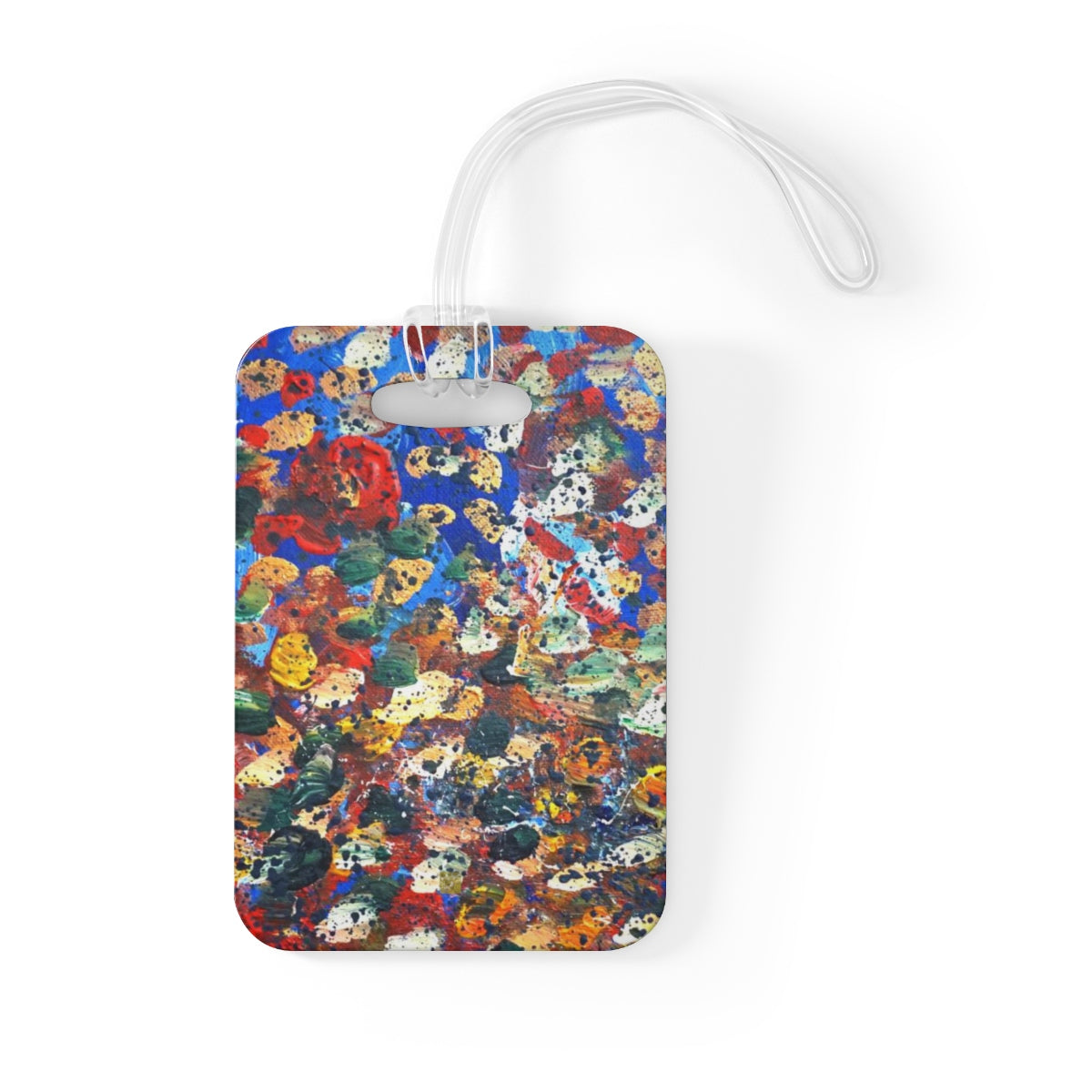 Raindrops 2/3 Designer Abstract Artistic Dotted, Glossy Lightweight Plastic Bag Tag, Made in USA - alicechanart