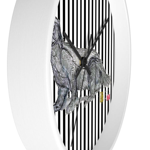 Black Vertical Striped Honey Badger Animal Art Modern Unique Wall Clock- Made in USA - alicechanart