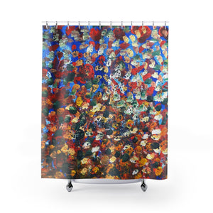 Raindrops Curtains, Abstract Chinese Art Shower Curtains, Raindrops 2/3, Contemporary Art Shower Curtains, Dotted Abstract Art Shower Curtains, Modern Chinese Polyester 71" x 74" Bathroom Curtains-Printed in USA, Long Hookless Shower Curtains, Abstract Shower Curtains For Almost Any Popular Bathroom Decor, Modern Shower Curtains