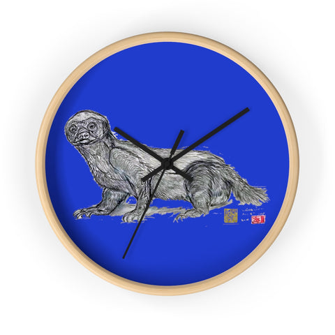 Ocean Blue Honey Badger Animal Art Modern Unique Wall Clock- Made in USA - alicechanart