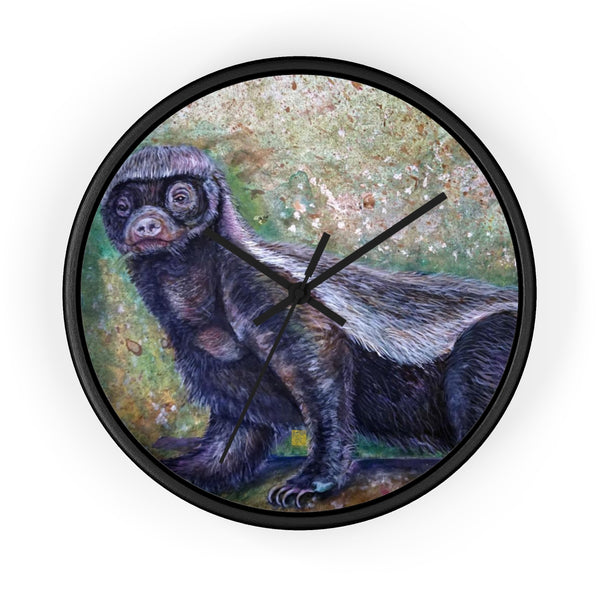 Jamba Honey Badger Fine Art, 10" Diameter Badgers Fine Art Wooden Wall Clock, Made in USA - alicechanart