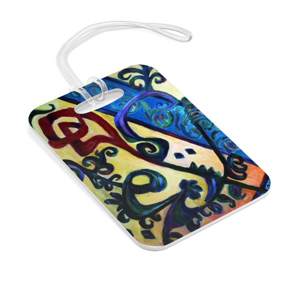 Red Rose Abstraction of Strength in Arabic, Floral Glossy Lightweight Plastic Bag Tag, Made in USA - alicechanart