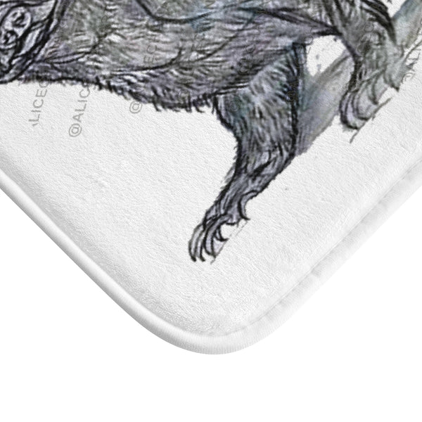 Black White Honey Badger Sketch Print Art Microfiber Anti-Slip Bath Mat-Printed in USA - alicechanart