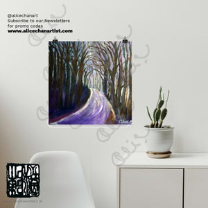 "Purple Hiking Trail", Mountain Landscape, Poster Art Print, Made in USA - alicechanart