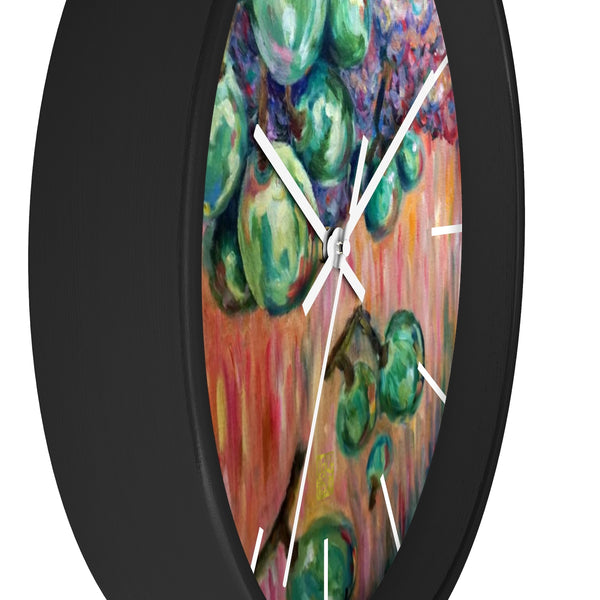 "Falling Green Grapes From The Red Hot Sky", 10 inch Wall Clock - Made in USA - alicechanart