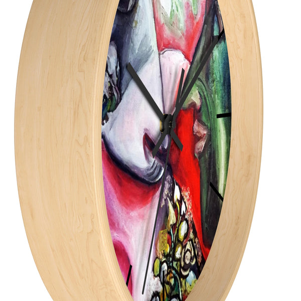 "White Horse With Green Face Man", Abstract Colorful 10 inch Diameter Large Wall Clock , Made in USA - alicechanart