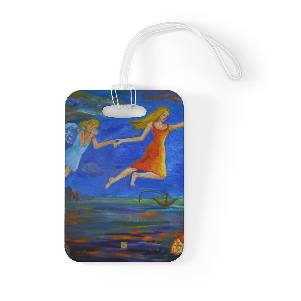 "Angels From Heaven" Guardian Angel, Glossy Lightweight Durable Bag Tag, Made in USA - alicechanart