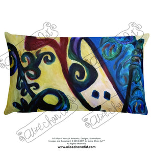 "Red Rose Abstraction of Strength in Arabic", Designer Basic Pillow 18"x18"/ 20"x12", Made in USA - alicechanart