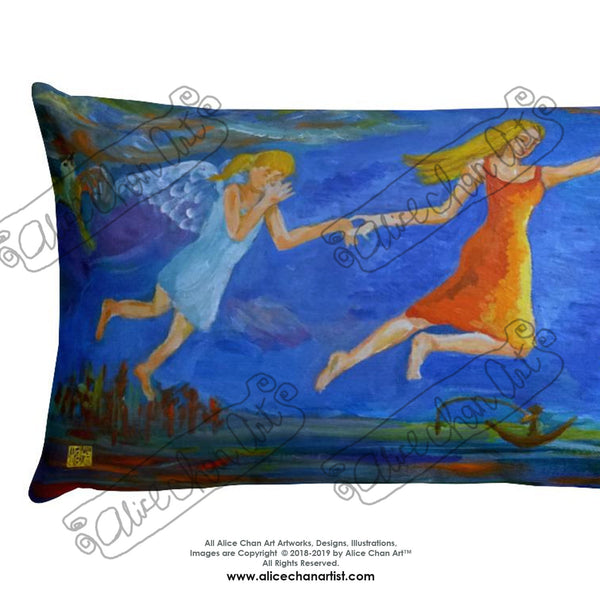 Angels From Heaven, Angle-themed Basic Pillow 18"x18"/ 20"x12", Made in USA - alicechanart