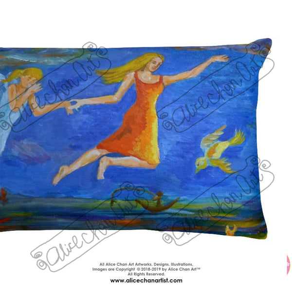 Angels From Heaven, Angle-themed Basic Pillow 18"x18"/ 20"x12", Made in USA - alicechanart