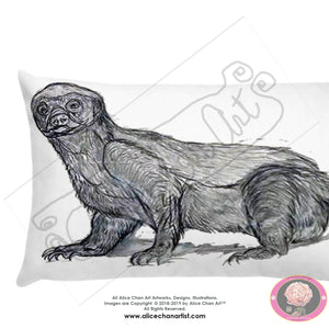 "Jambo - Honey Badger", 2018, Wildlife Badger Basic Fine Art Soft Cushion Pillow, Made in USA - alicechanart