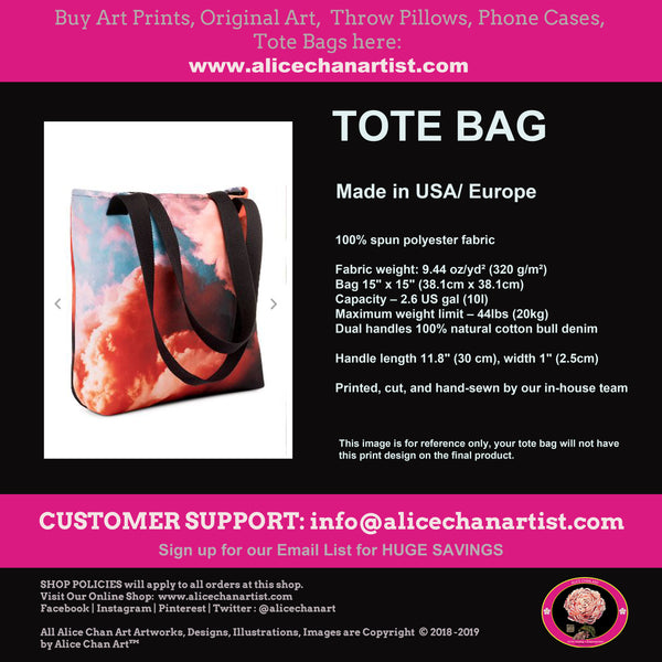 Pink Daisies Art Tote Bag, Premium Designer Floral Artsy Washable Tote - Made in USA/EU