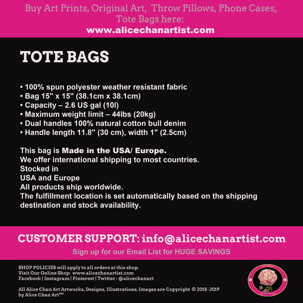 Orange Rose Floral Tote Bag, Red Floral Rose Print Designer Red Rose Bag, Square Size 15"x15" Luxury Premium Quality Washable Eco-Friendly Reusable Washable Art Market Bag- Made in USA/EU/ Mexico