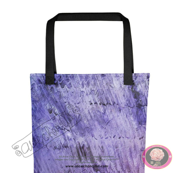 "Purple Mystery", 15"x15" Square Abstract Art Print Designer Tote Bag, Made in USA - alicechanart
