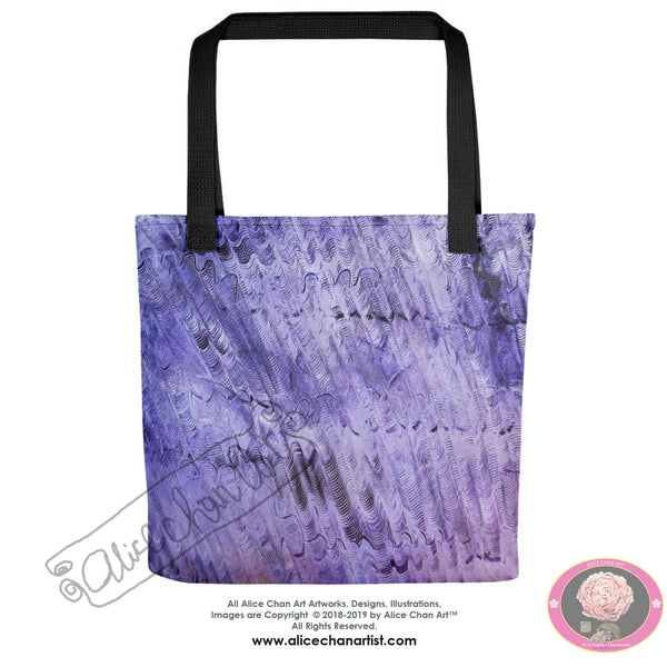"Purple Mystery", 15"x15" Square Abstract Art Print Designer Tote Bag, Made in USA - alicechanart