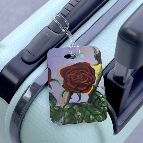 "Summer Red Roses in Purple Sky", Glossy Lightweight Plastic Bag Tag, Made in USA - alicechanart