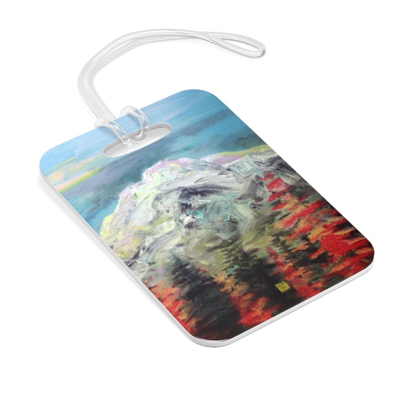 "Mount Rainier in Blue Sky", Glossy Lightweight Plastic Bag Tag, Made in USA - alicechanart