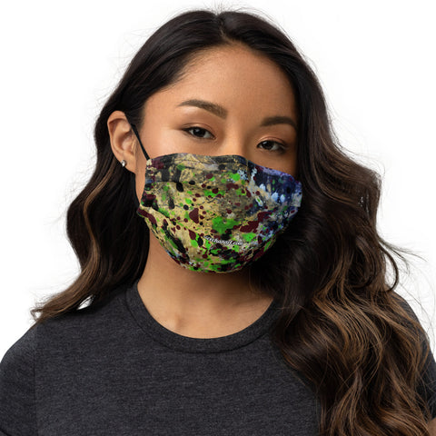 Green Ink Abstract Face Mask, Contemporary Chinese Ink Art Artistic Microfiber Adjustable Washable Reusable Polyesters Super Soft Non-Medical Decorative Designer Adult Face Mask-Made in USA/EU/MX, Classic Fine Art Mask, Bestselling Artistic Face Mask, Artsy Premium Luxury Face Mask