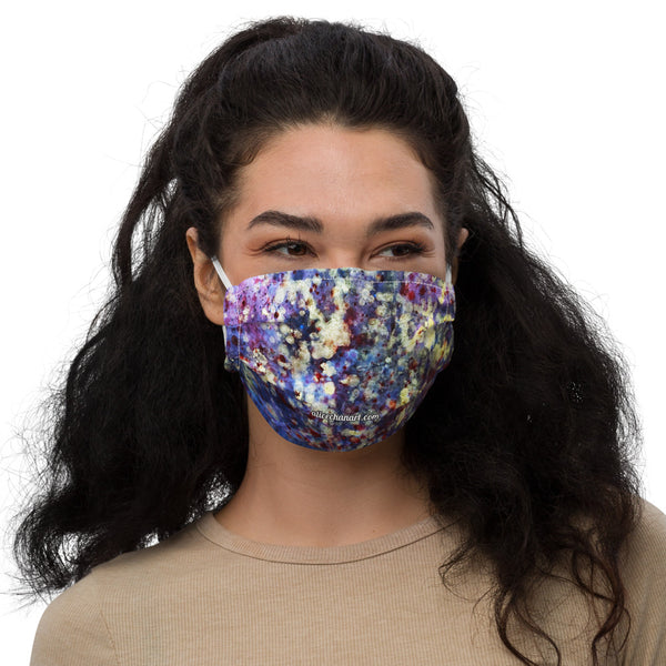 Purple Chinese Ink Face Mask, Contemporary Modern Art Adult Face Covers-Made in USA/EU/MX