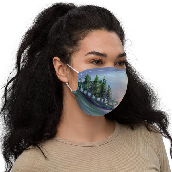 West Seattle Face Mask, Seattle Themed Waterfront Art Artistic Microfiber Adjustable Washable Reusable Polyesters Super Soft Non-Medical Decorative Designer Adult Face Mask-Made in USA/EU/MX, Classic Fine Art Mask, Bestselling Artistic Face Mask, Artsy Premium Luxury Face Mask