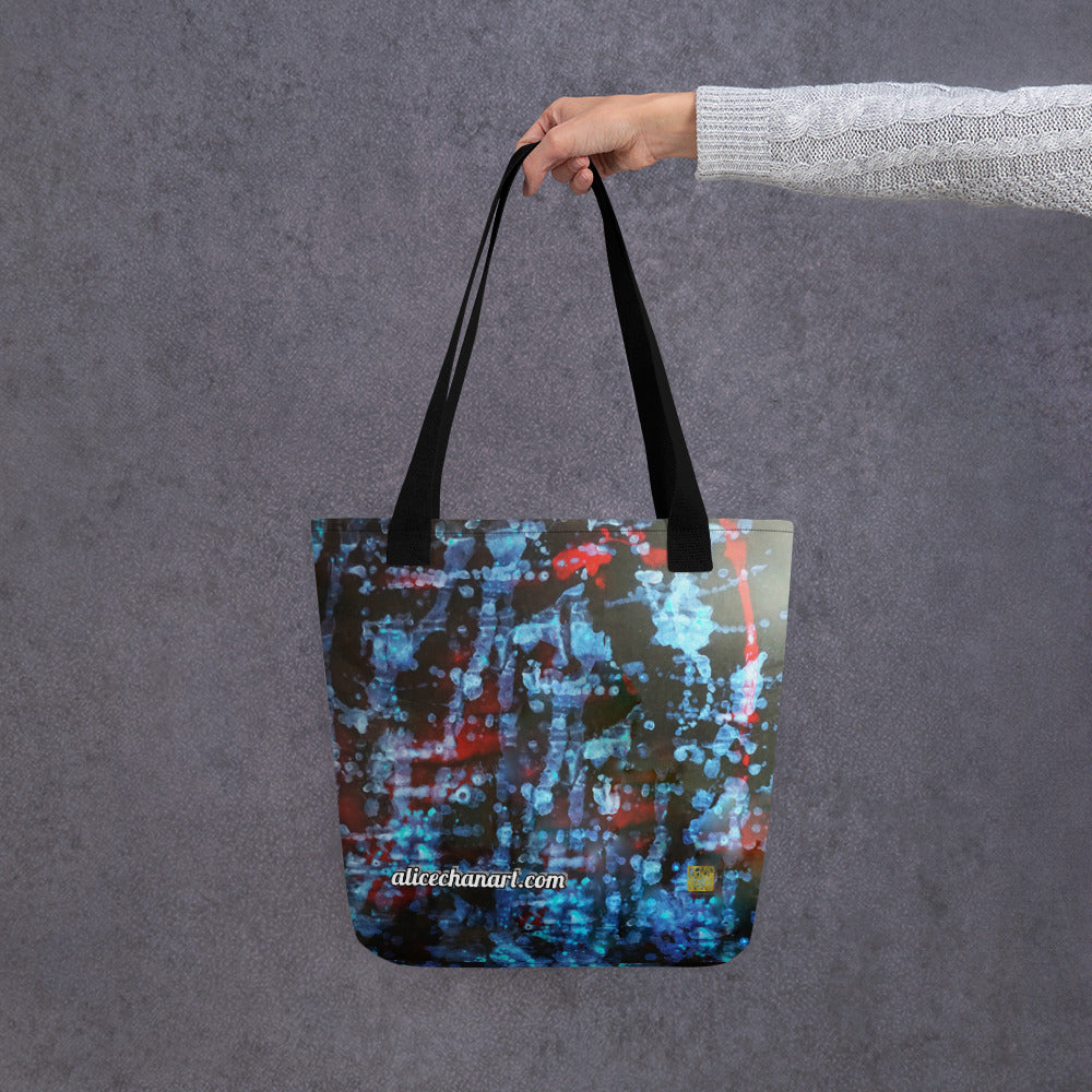 Blue Abstract Chinese Tote Bag- Made in USA/EU