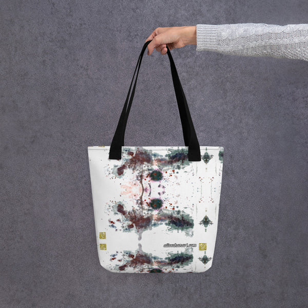 Black Abstract White Tote Bag - Made in USA/EU