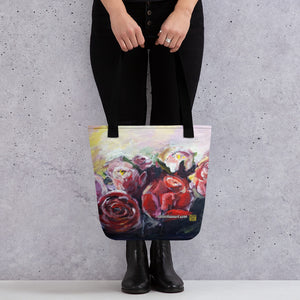 Red Roses in Pink Tote - Made in USA/EU