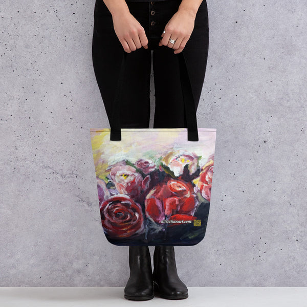 Red Roses in Pink Tote - Made in USA/EU