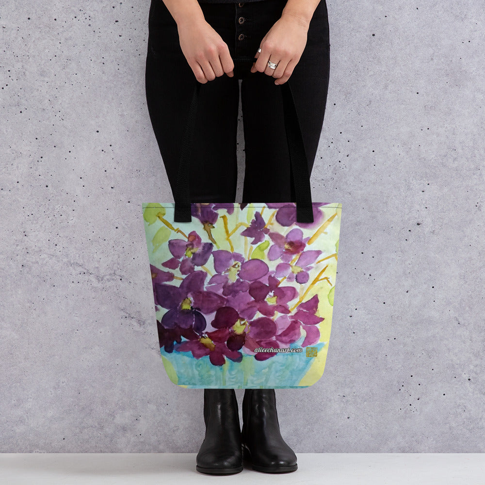 Purple Orchids Tote Bag - Made in USA/EU
