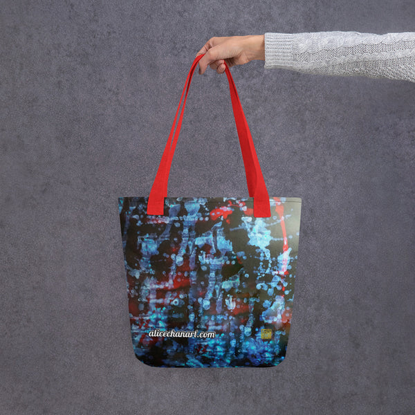 Blue Abstract Chinese Tote Bag- Made in USA/EU