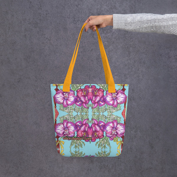 Purple Orchids Art Floral Bag- Made in EU/USA